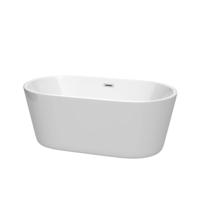 Wyndham Collection Carissa 60" Free Standing Acrylic Soaking Tub with - White / Polished Chrome Trim
