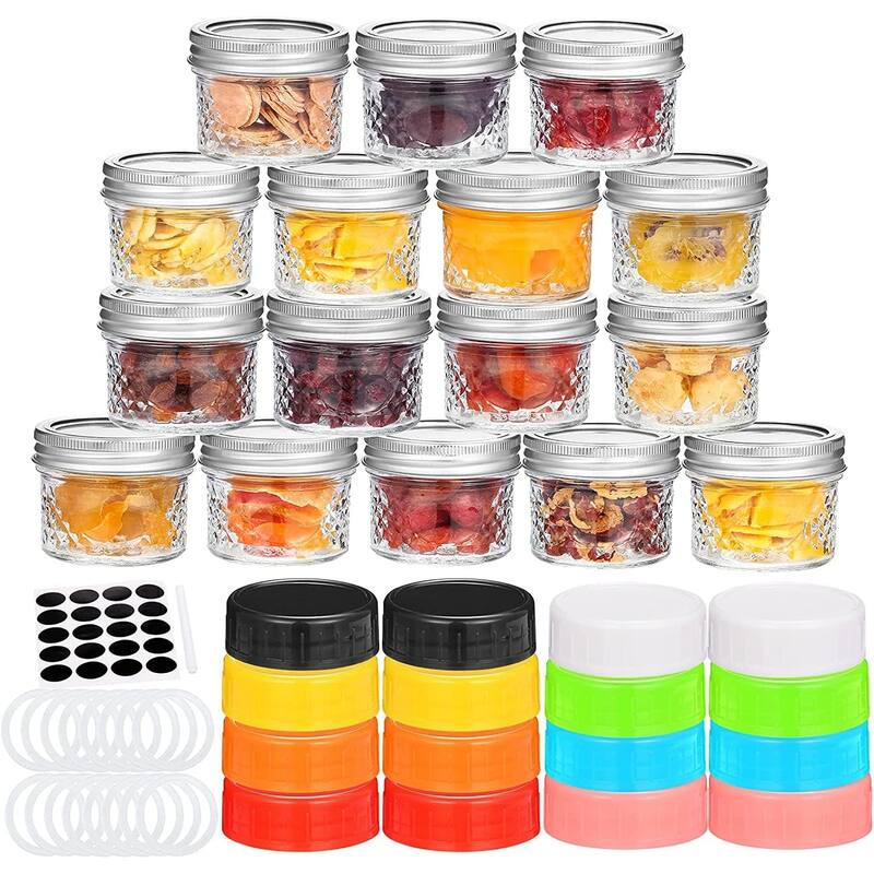 16 Pack Small Mason Jars with Lids 4oz Glass Canning Jars