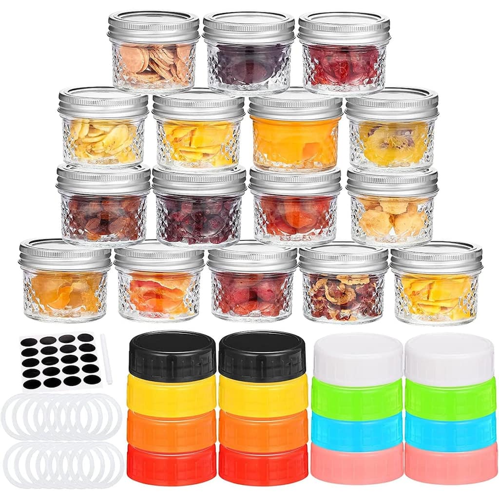 16 Pack Small Mason Jars with Lids 4oz Glass Canning Jars