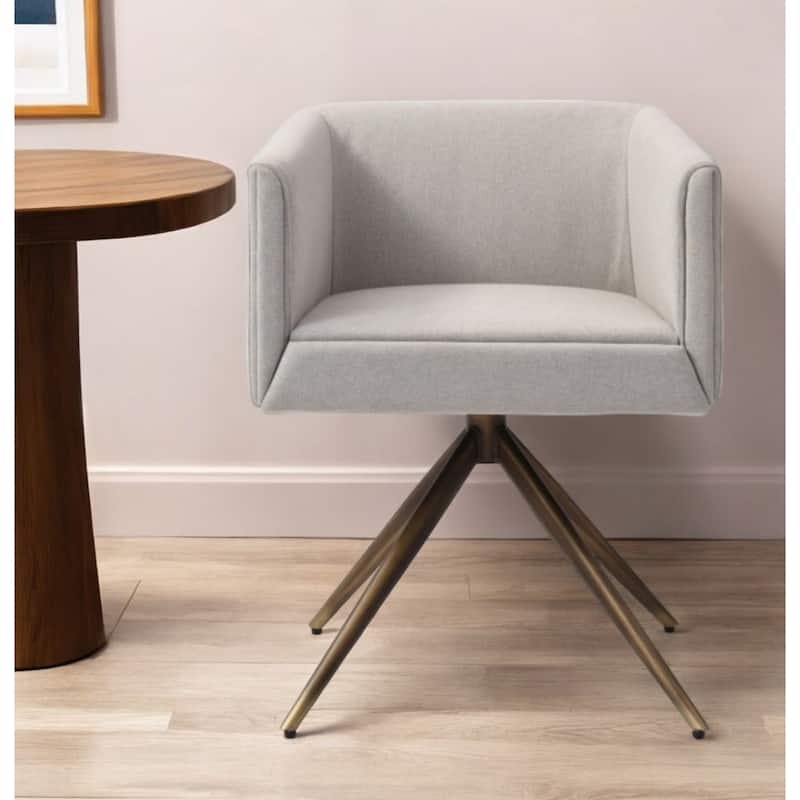 Brass Upholstered Fabric Dining Arm Chair with Metal Legs and Support - 24.80” x 25.20” x 30.30”
