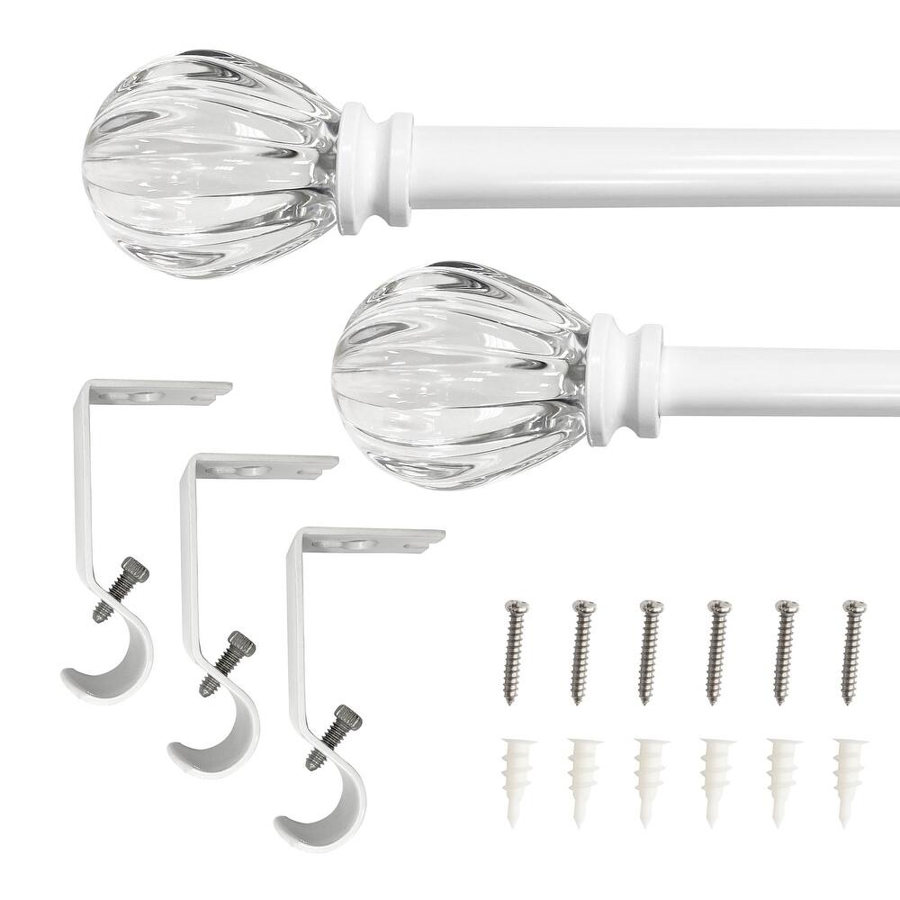 Lumi 5/8" Single Curtain Rod Set (3 Colors) -Acrylic Pumpkin finials