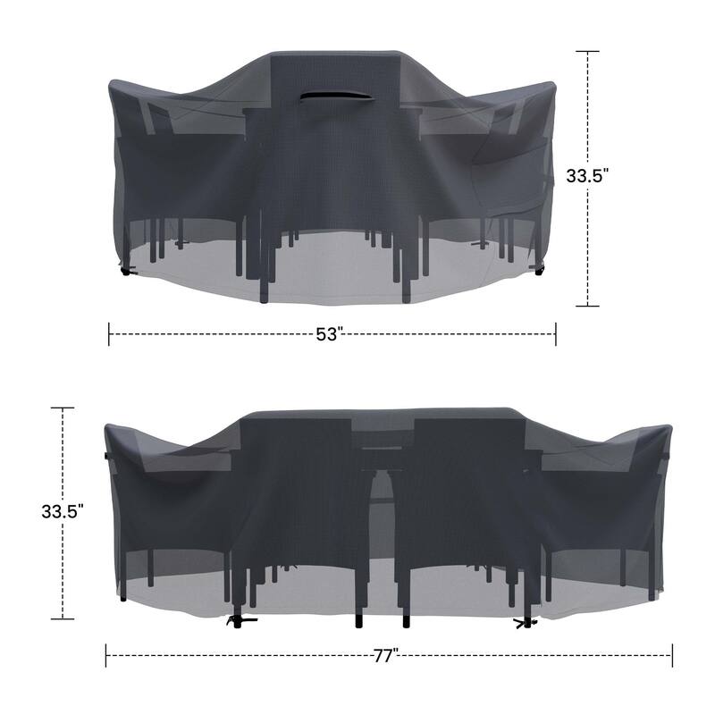 Lacoo PE Rectangular Waterproof Outdoor Dining Set Patio Cover - 33.5 x 77 x 53