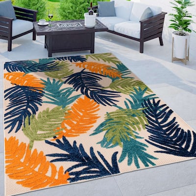World Rug Gallery Tropical Floral Modern Indoor/Outdoor Area Rug
