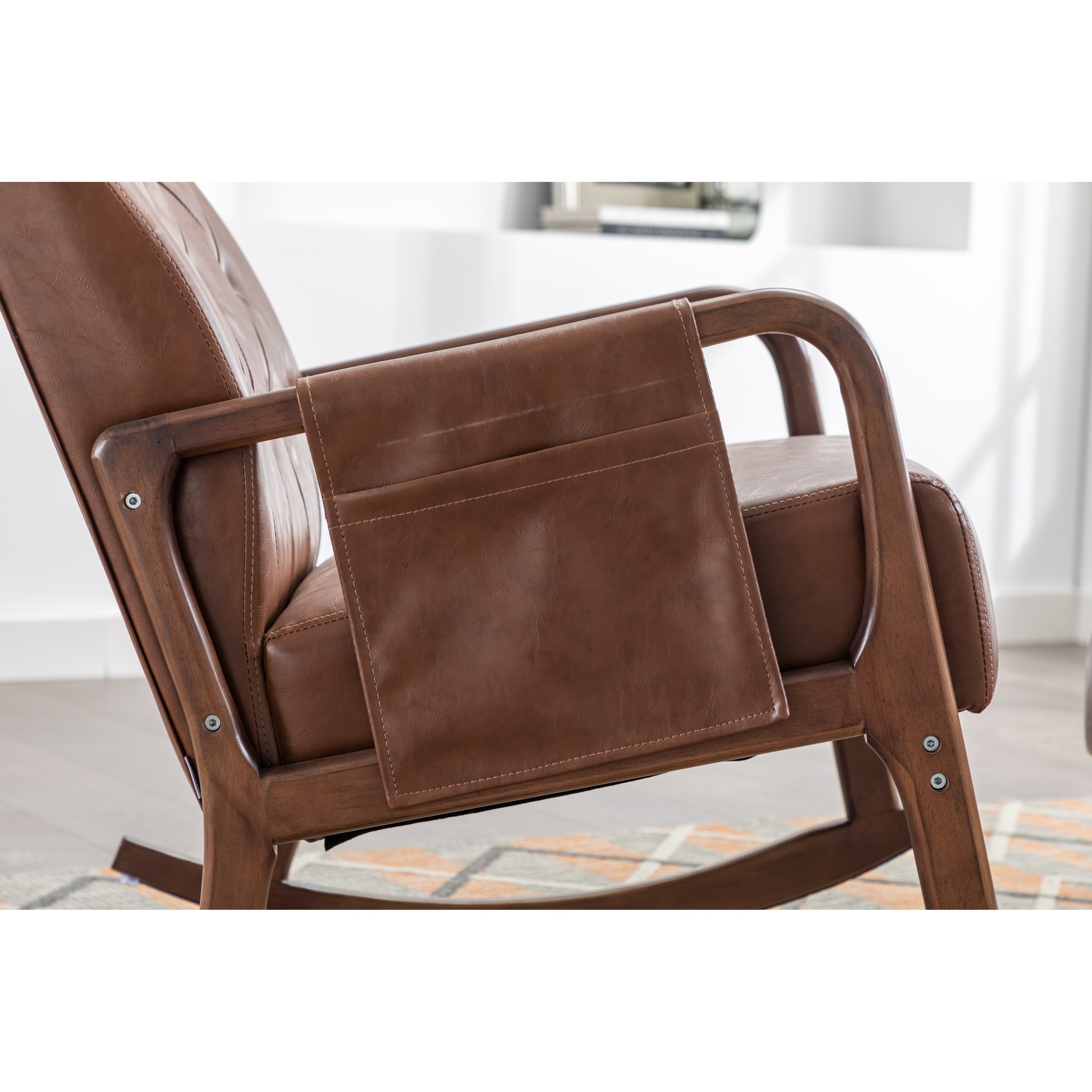 Mid century best sale leather rocking chair