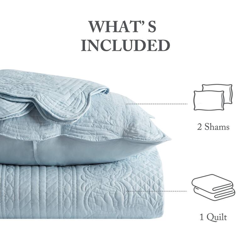 Madison Park Marino 3 Piece Reversible Scalloped Edge Quilt Set
