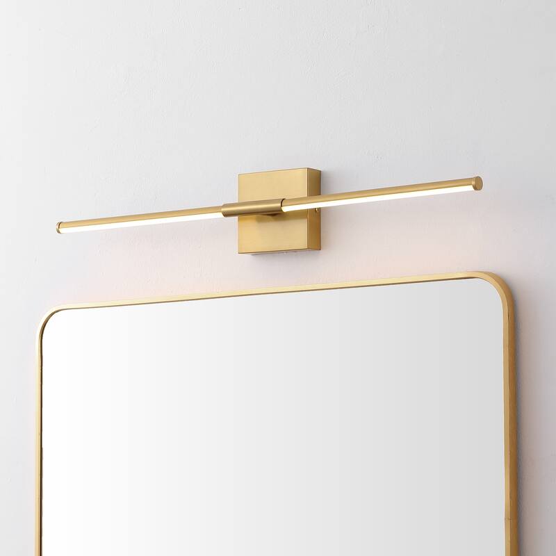 28" Dimmable Integrated LED Metal Wall Sconce, by JONATHAN Y - 28.00" - Brass Gold
