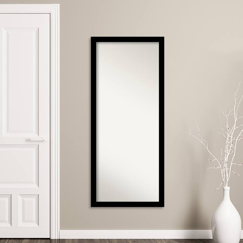 Basic Narrow Non-Beveled Wood Framed Full-Length Floor Leaner Mirror - Glass Size 24x60