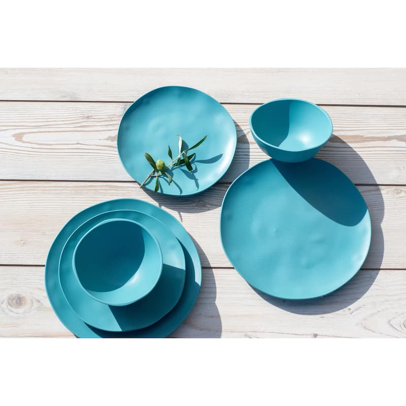 Abode Homewares Organic Coupe Wheat PP Dinnerware Set - Blue - 12-Piece