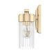preview thumbnail 6 of 8, Hunter Gatz Ribbed Glass Vanity Wall Light - Bathroom - Glam, Fluted Glass - Damp Rated!