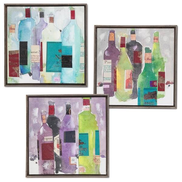 Shop Set Of 3 Soothing Colored Wine Bottle Painted Long Square