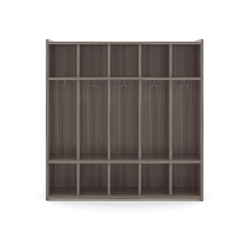 Tot Mate 5 Section Preschool Laminate Floor Locker - 46" x 15" x 47 1/2" - Shadow Elm Gray - Assembly Required