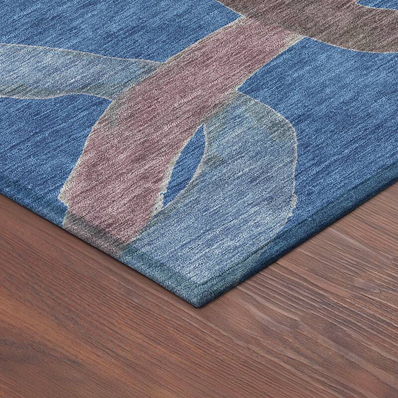 Machine Washable Indoor/ Outdoor Abstract Links Chantille Rug
