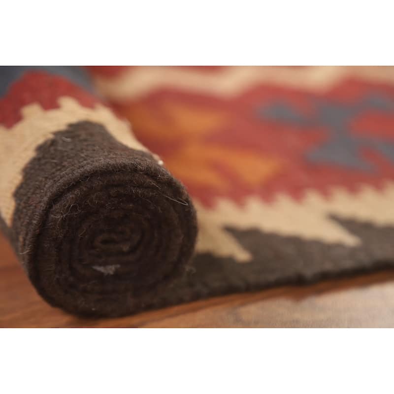 Reversible Kilim Oriental Area Rug Flat-weave Tribal Wool Carpet - 5'0" x 6'5"