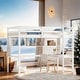 preview thumbnail 2 of 11, Twin Loft Bed with built-in desk and bookcase, White