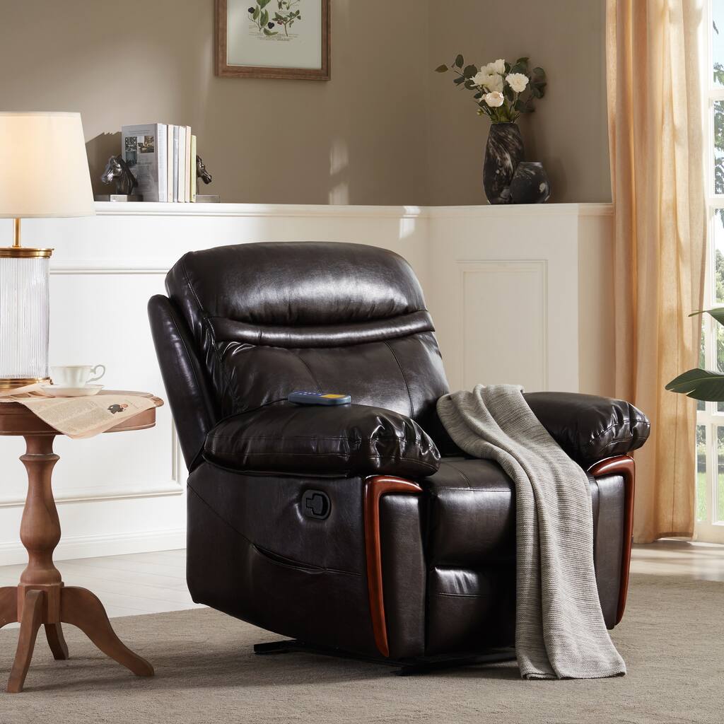 Multi-Function Massage Recliner PU Leather Sofa Chair with Heating and Massage Vibrating Function