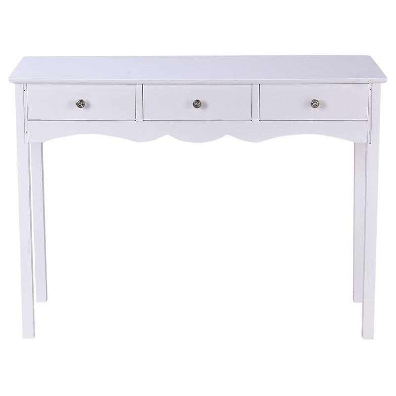 Hall table Side Table with 3 Drawers-White - 39.4" x 12.6" x 29.5"(L x W x H)