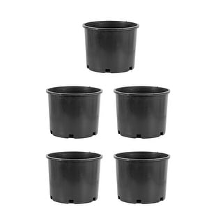 Pro Cal 5 Gallon Premium Nursery Black Plastic Planter Garden Grow Pots, 5 Pack - 1