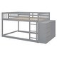 preview thumbnail 36 of 58, Wooden Floor Bunk Bed Frame with Storage Drawers, 3 Shelves, Full-length Guardrail and Reversible Ladder for Kids, Teens