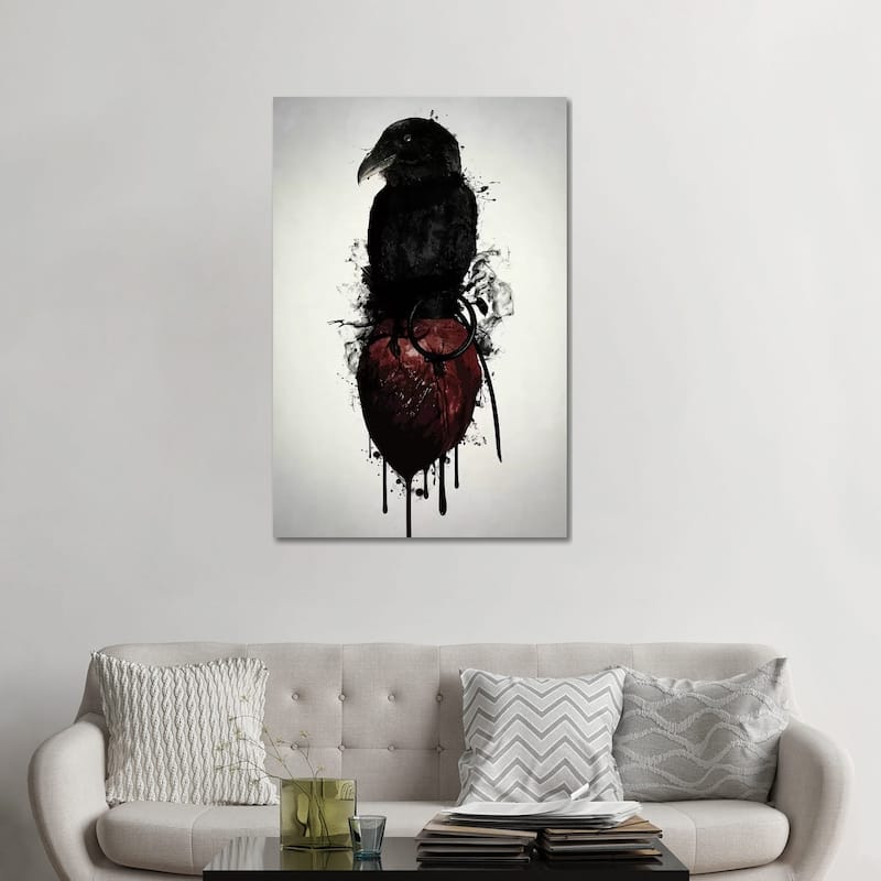 iCanvas "Raven and Heart Grenade" by Nicklas Gustafsson Canvas Print - 48x32x1.5