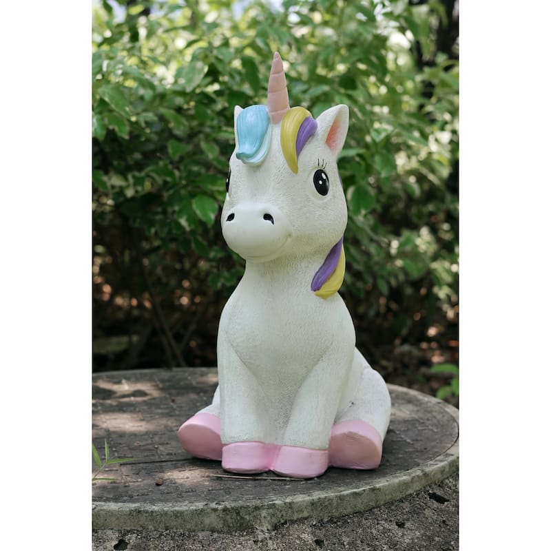 Sitting Unicorn Outdoor Garden Statue - 17.75"