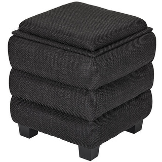 Aria Home Tessa Storage Ottoman Cube with Tray Top Seat Bench