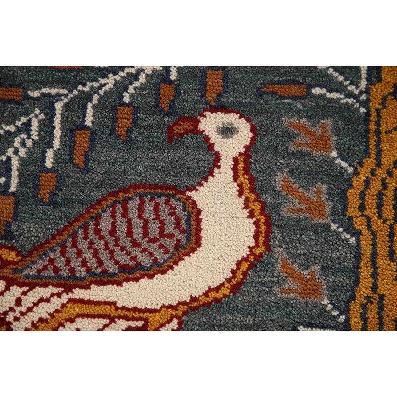 Animal Pictorial Ziegler Accent Rug Hand-Knotted Wool Carpet - 2'6"x 6'0"