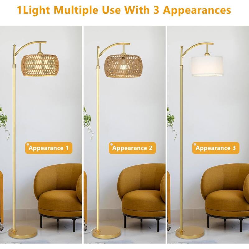 Farmhouse Floor Lamps with Remote & Dimmable Bulb