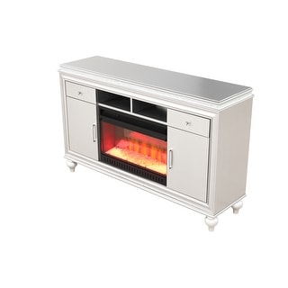 Ginger Solid Wood Modern TV Stand With Electric Fireplace - Bed Bath ...