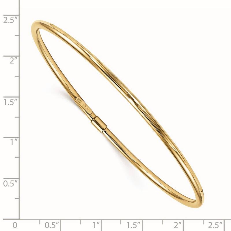 Curata 2.5mm 14k Yellow Gold Hollow Slip on Polished Cuff Stackable Bangle Bracelet