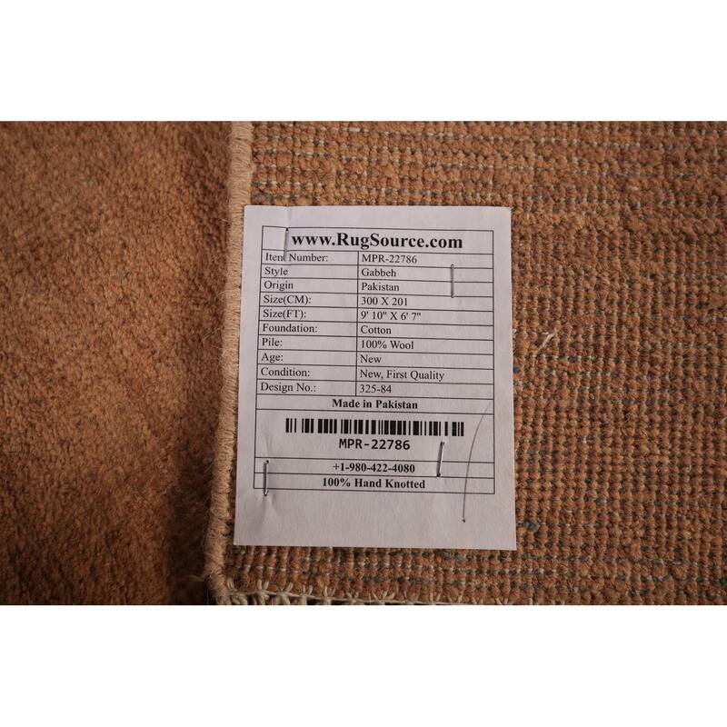 Modern Gabbeh Oriental Area Rug Handmade Solid Wool Carpet - 6'7" x 9'10"