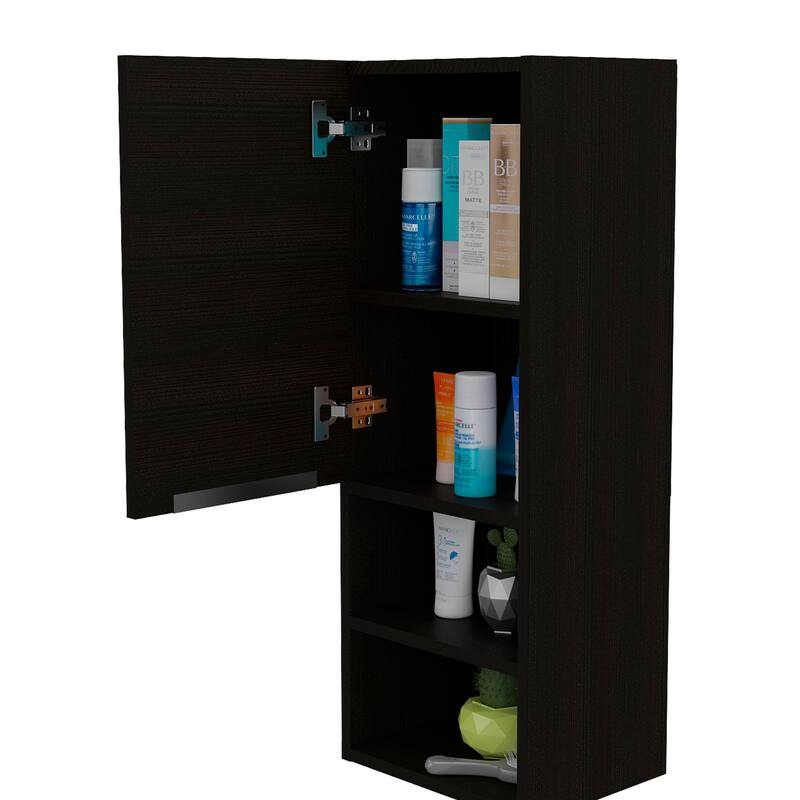 Hazelton Medicine Cabinet with Open and Interior Shelves, Light Gray Finish, 32.1" H x 11.8" W x 9.96" D