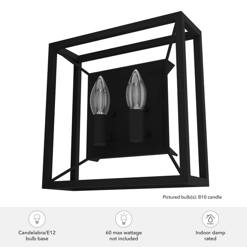 Hunter Doherty 2-Light Wall Sconce - Bathroom, Bedroom, Hallway - Industrial, Contemporary, Transitional - Damp Rated