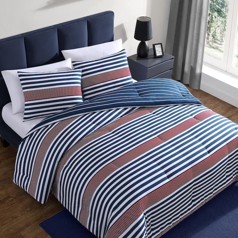 Nautica Kennedy Stripe Navy Reversible Comforter Set