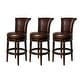 preview thumbnail 112 of 110, Maven Lane 31" Pullman Swivel Bar Height Kitchen Stool Set of 3 - Dark Walnut Vegan Leather