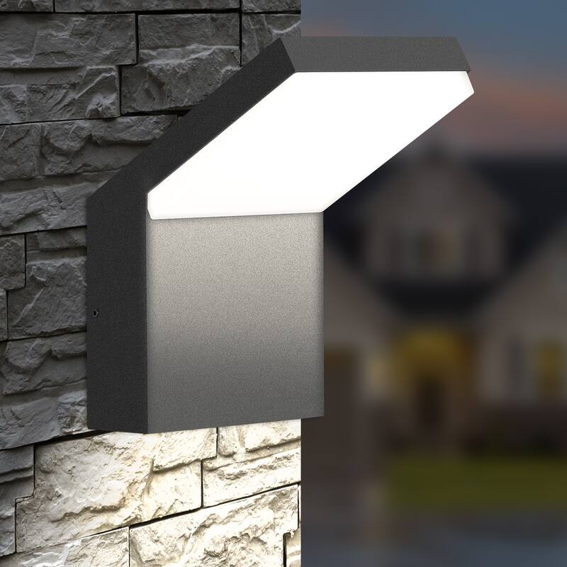 Wall Light Outdoor LED Wall Mount Lamp Modern Wall Sconce Lighting Lantern Fixture Aluminum Lights IP65 Waterproof - gery