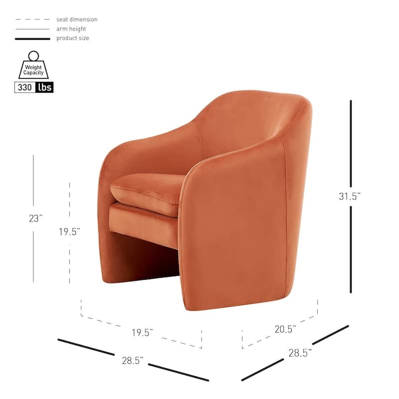 NPD Furniture Zella Velvet Fabric Accent Arm Chair