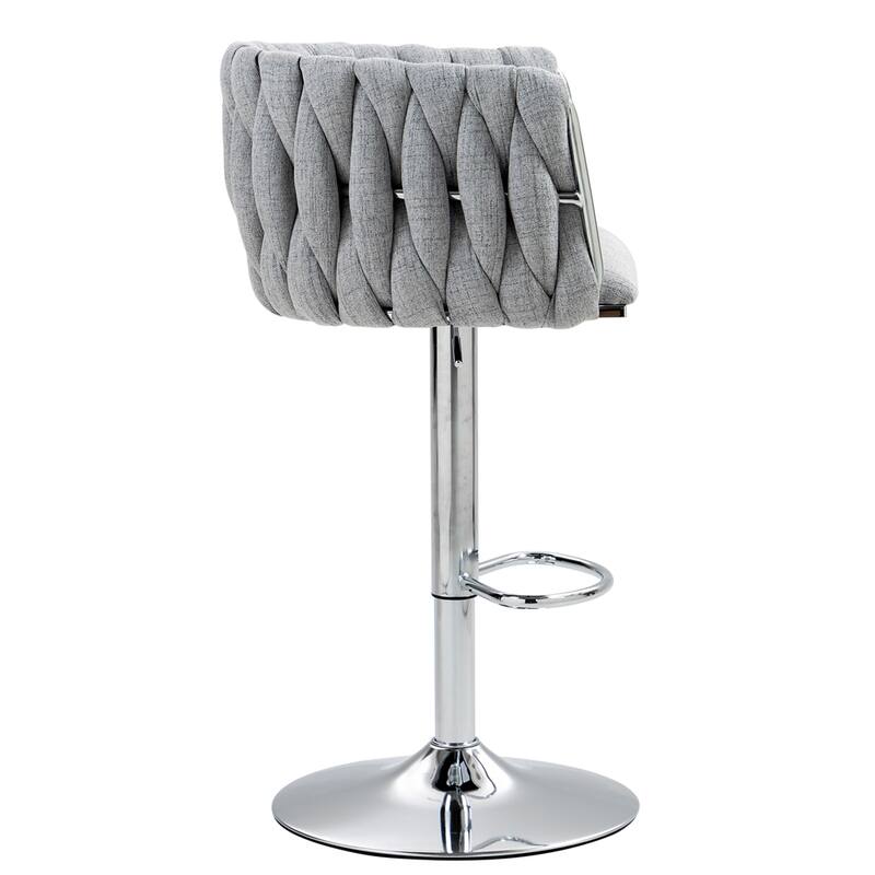 Adjustable Height Fabric Swivel Bar Stools w/ Back & Footrest,Set of 2