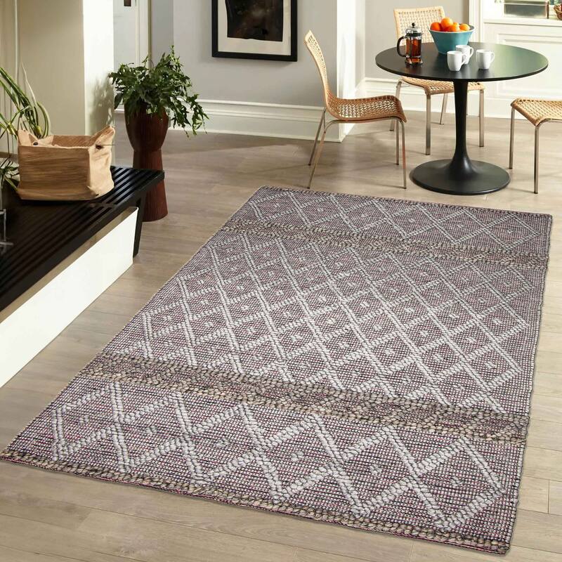 ECARPETGALLERY Braid weave Sienna Grey Wool Rug - 5'2 x 7'8