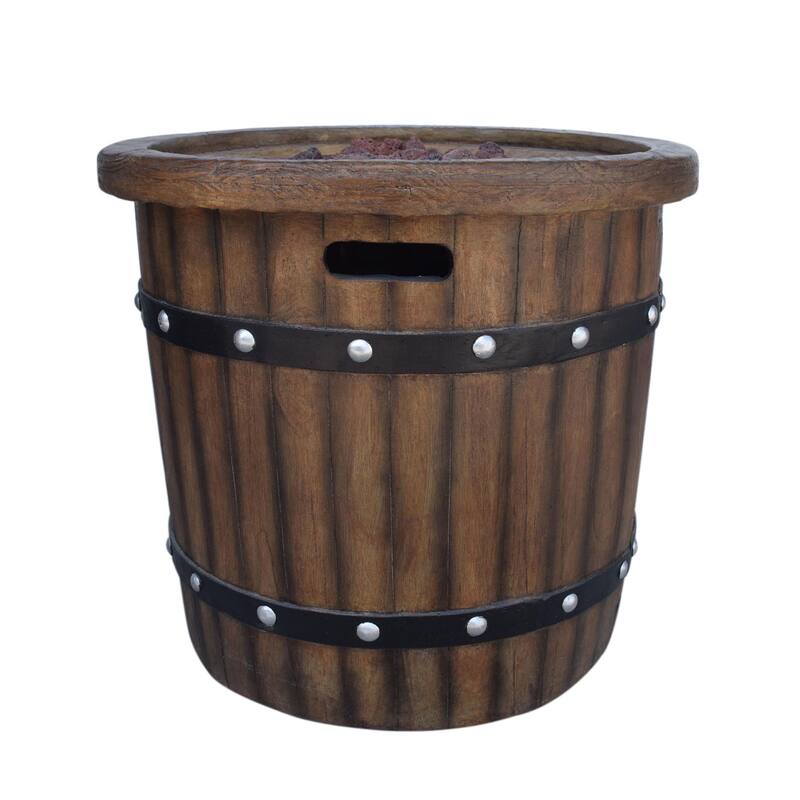 25 in. W x 24 in. H Iron Round Propane Gas Burning Outdoor Fire Pit in Brown