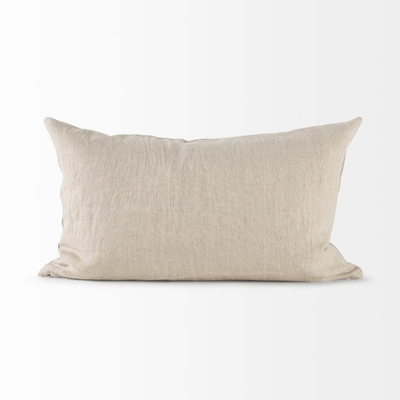 Enya 13L x 21W Beige and Cream Fabric Patterned Decorative Pillow Cover