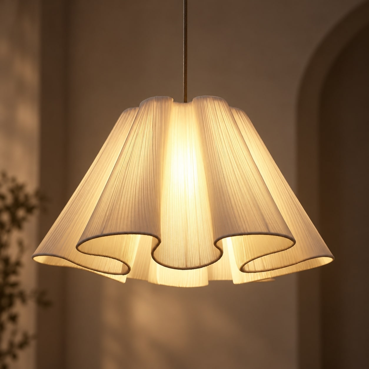 20" Modern Farmhouse 1-Light White Fabric Large Pendant Light with Soft Pleated Shade for Living Room - 19
