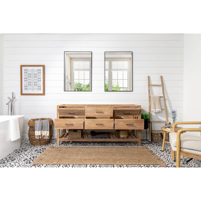 Willow Collections 72 in. W x 22 in. D Parker Solid Teak Double Sink Bathroom Vanity with Countertop
