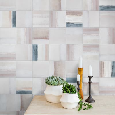 Merola Tile Matter Canvas Bone Blue 6" x 6" Porcelain Floor and Wall Tile - Case (25 Tiles)