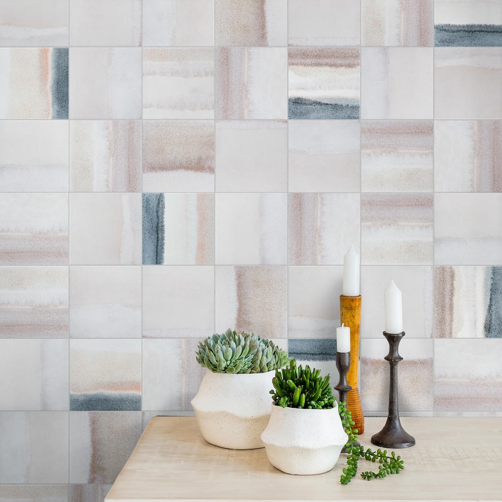Merola Tile Matter Canvas Bone Blue 6" x 6" Porcelain Floor and Wall Tile - Case (25 Tiles)