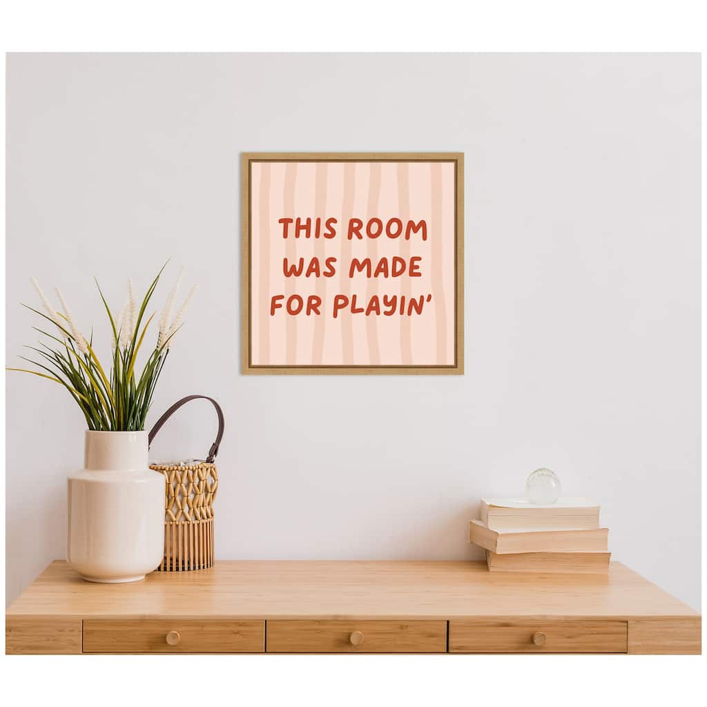 Kate and Laurel This Room Was Made For Playing Square by Laura Moss Framed Canvas Wall Art Print