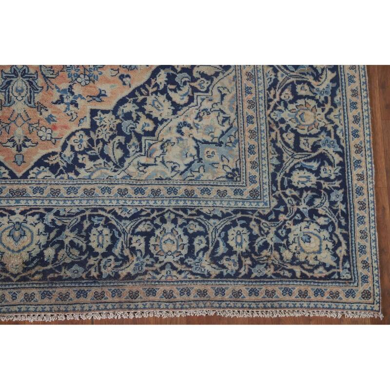 Hand Knotted Oriental 100% Wool Carpet Traditional Floral Oranges & Rust Mashad Area Rug - 9' 11'' X 6' 6''