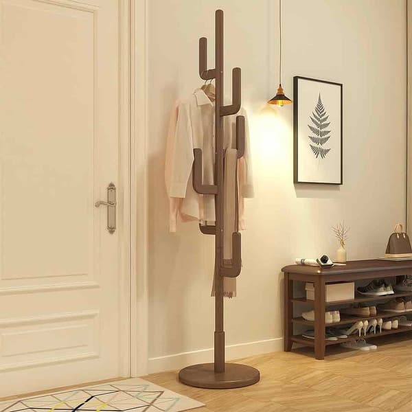 Unique Design Cactus Coat Rack Freestanding, Adjustable Height Wooden Coat  Rack Stand with 6 Hooks, Easy Assembly Coat Tree - Bed Bath & Beyond -  40386516