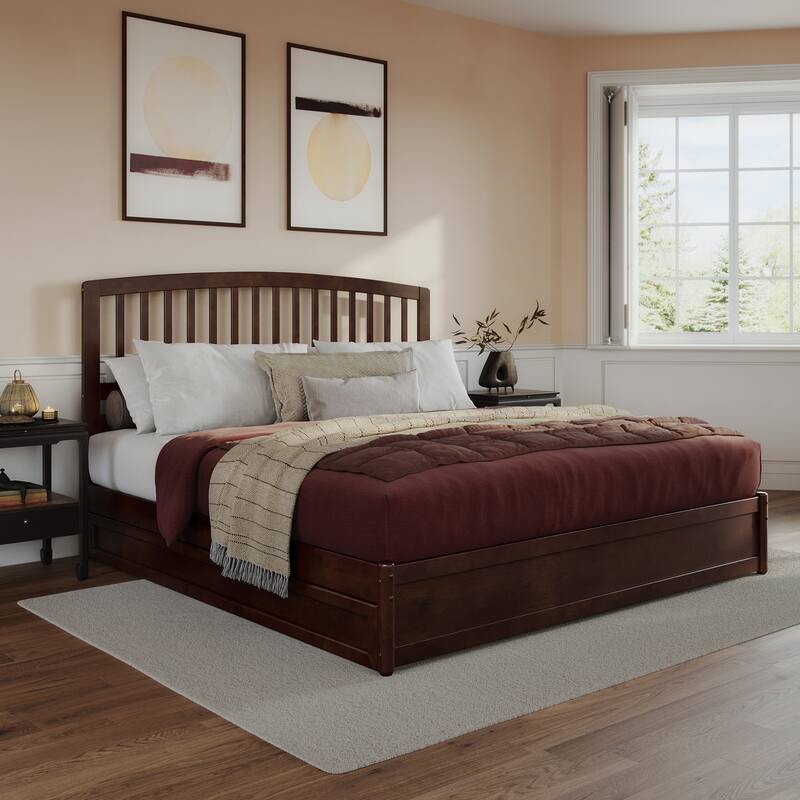 Lucia Platform Bed with Panel Footboard and Twin XL Trundle
