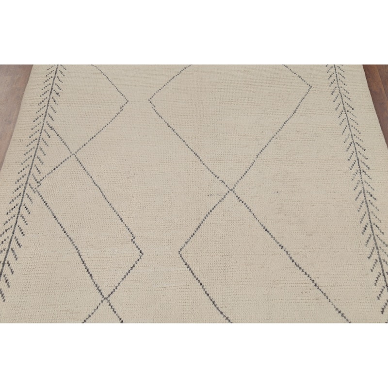 Ivory Moroccan Area Rug Handmade Wool Carpet - 5'11"x 9'4"