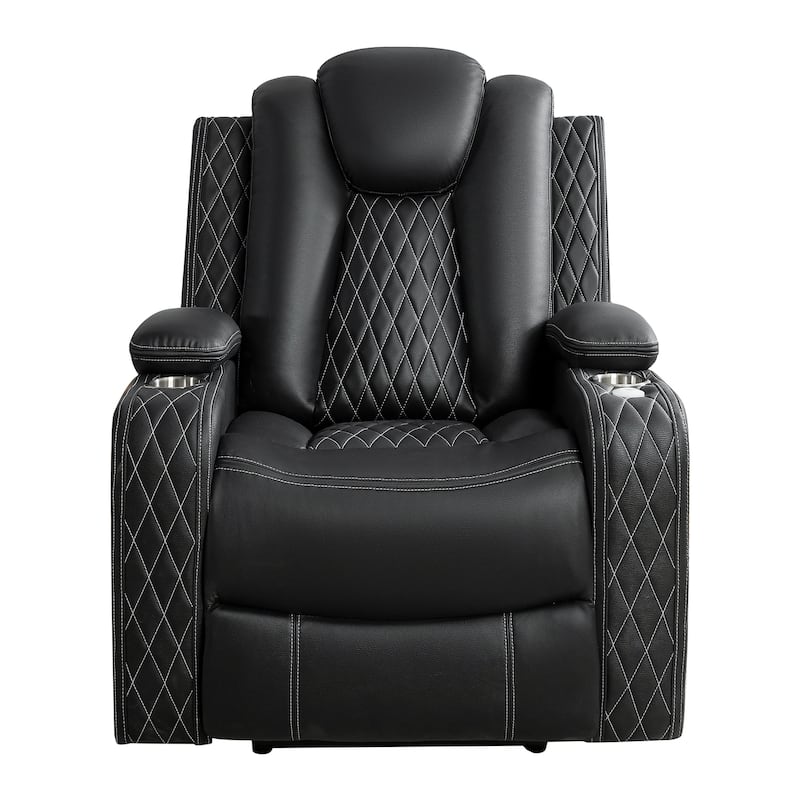 Premium Air Leather Home Theater Loveseat with LED Lights, Recliner with Built-in Speakers & Wireless Charging